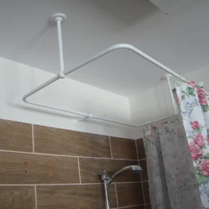 Rectangle Shaped 360 degrees Shower Curtain Rod for Bathroom, Fitting and Dressing room with Wall & Ceiling Brackets at Custom Size