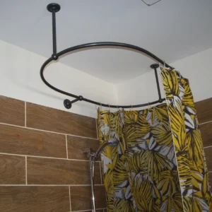 Oval Shaped 360 degrees Shower Curtain Rod for Bathroom, Fitting and Dressing room with Ceiling & Wall Brackets at Custom Size