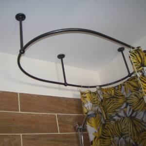 Oval Shaped 360 degrees Shower Curtain Rod for Bathroom, Fitting and Dressing room with Ceiling Brackets at Custom Size
