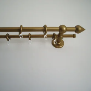Double Curtain Rod Different Pipes for Window with Steel Rings and Hooks, Double Wall Brackets and Bell Ends
