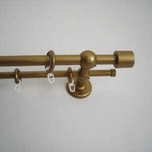 Double Curtain Rod Different Pipes for Window with Steel Rings and Hooks, Double Wall Brackets and Cylinder Ends