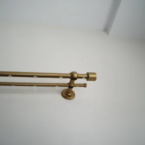 Double Curtain Rail Different Pipes for Window with Rollers, Double Wall Brackets and Cylinder Ends