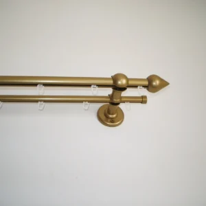 Double Curtain Rail Different Pipes for Window with Rollers, Double Wall Brackets and Bell Ends