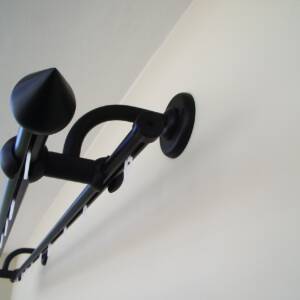 Double Curtain Rail with Different Pipes for Window with Rollers, Double Curved Wall Brackets and Bell End's