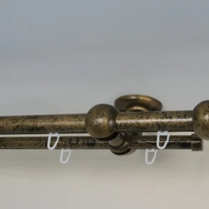 Double Curtain Rail with Different Pipes for Window with Rollers, Double Curved Wall Brackets and Ball Ends