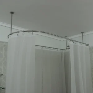 Semi Oval & Square Shaped 360 degrees Shower Curtain Rod for Bathroom, Fitting and Dressing room with Ceiling Brackets at Custom Size