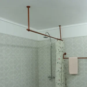 Straight Shower Curtain Rod in 22 millimeters(0.87") diameter for Bathroom With Ceiling Brackets, Plug Ends and Custom Size Option