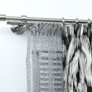 Double Curtain Rod & Rail for Window, Steel Rings and Hooks, Rollers, Double Standard Wall Brackets and Cylinder Ends