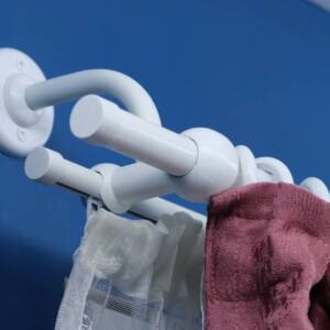 Double Curtain Rod & Rail with Different Pipes for Window, Steel Rings and Hooks, Rollers, Double Bent Wall Brackets and Plug Ends