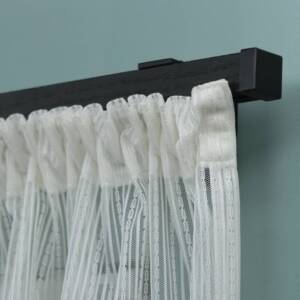 Single Wooden Window Rail, Veneered MDF OAK Profile and Aluminum Rail with Hook Rollers, Wall Brackets, Plug Ends and Metallic Color Finish