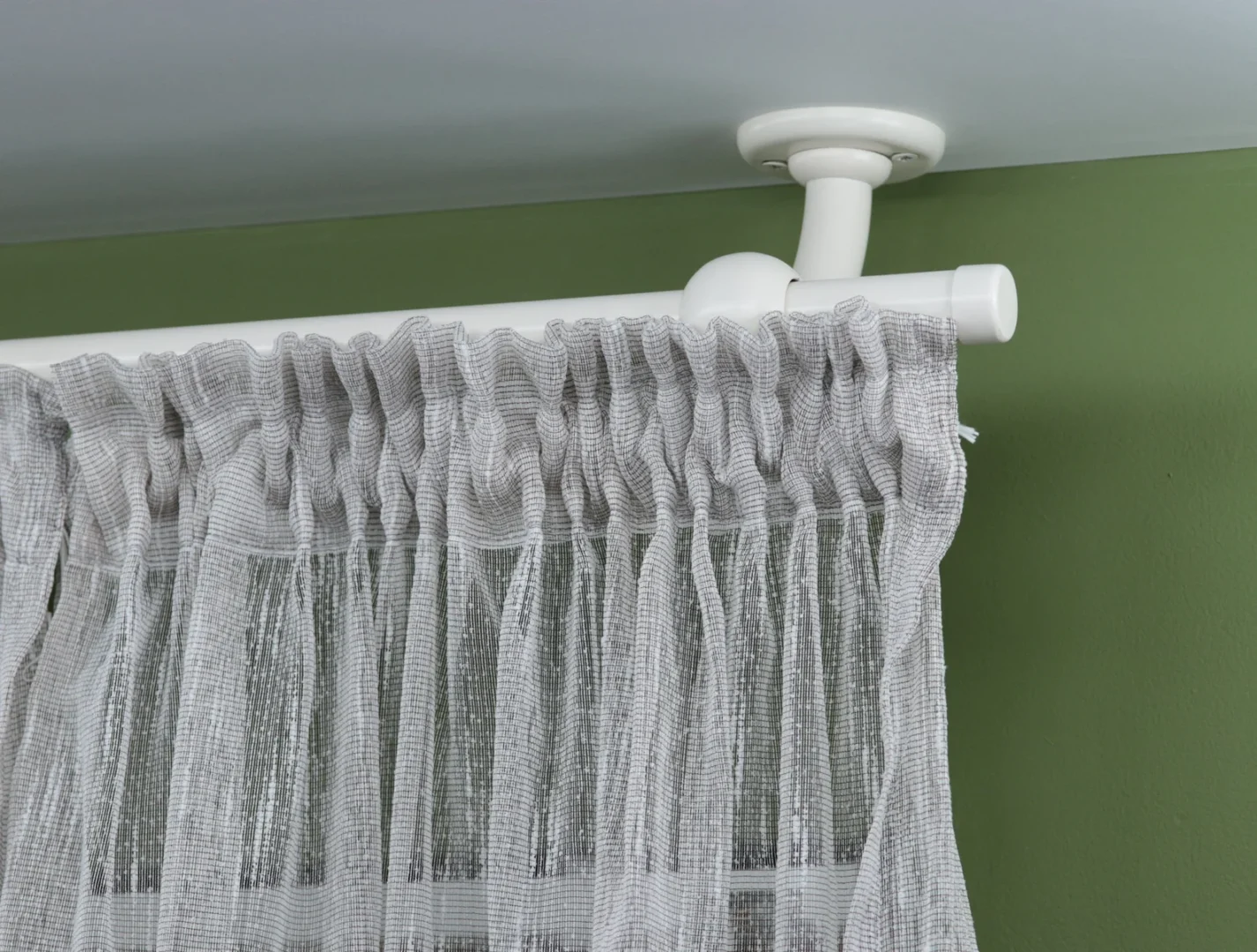 Single Curtain Rail for Window, Plastic Roller-Hooks, Curved Ceiling Brackets and Plug Ends - Image 5