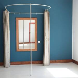 U shaped Standing Oval Fitting and Dressing Room with Clothes Hanger for Wall Montage with 1 Straight Floor Support- 210 cm(83") High