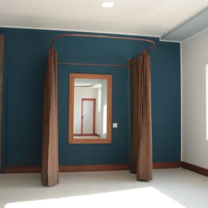 U shaped Standing Square Oval Fitting and Dressing Room with Clothes Hanger for Wall Montage with 2 Straight Floor Supports- 210 cm(83") High